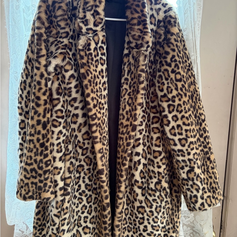 Calvin Klein Leopard Print Teddy Coat - Animal Print Statement